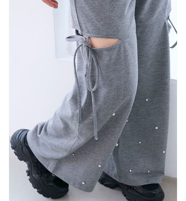  「スリット入りキラキラスウェットパンツ」|その他|Ｃ／グレー