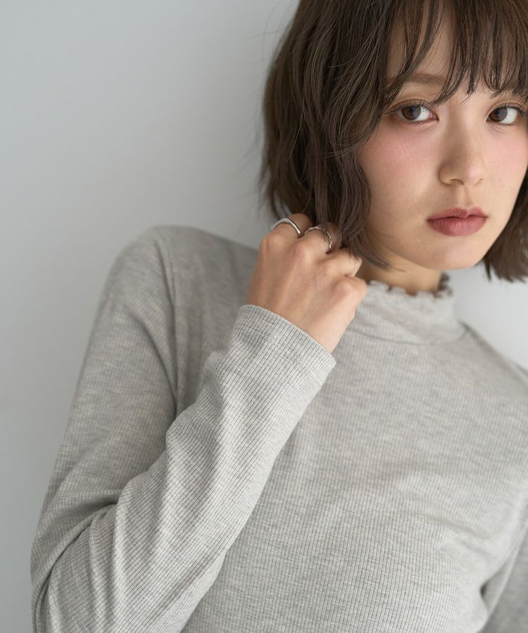 earth music&ecology「ラメテレコハイネックプルオーバー」|Tシャツ・カットソー|