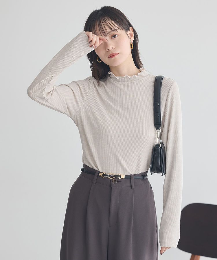 earth music&ecology「ラメテレコハイネックプルオーバー」|Tシャツ・カットソー|