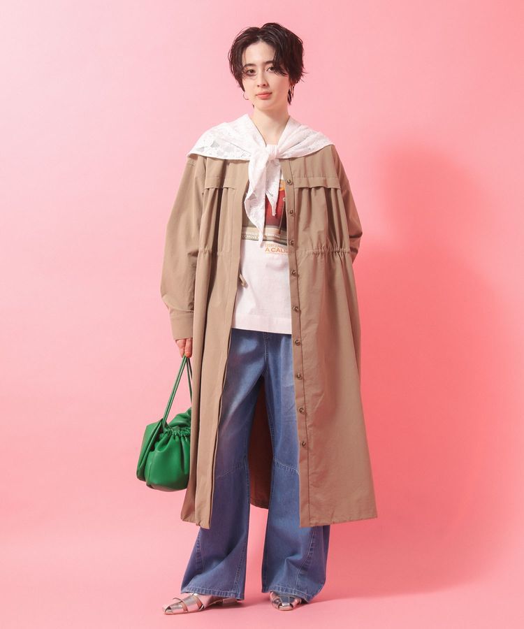 Green Parks「【楽しゃれUV】ギャザードロストワンピース」|ワンピース|Beige