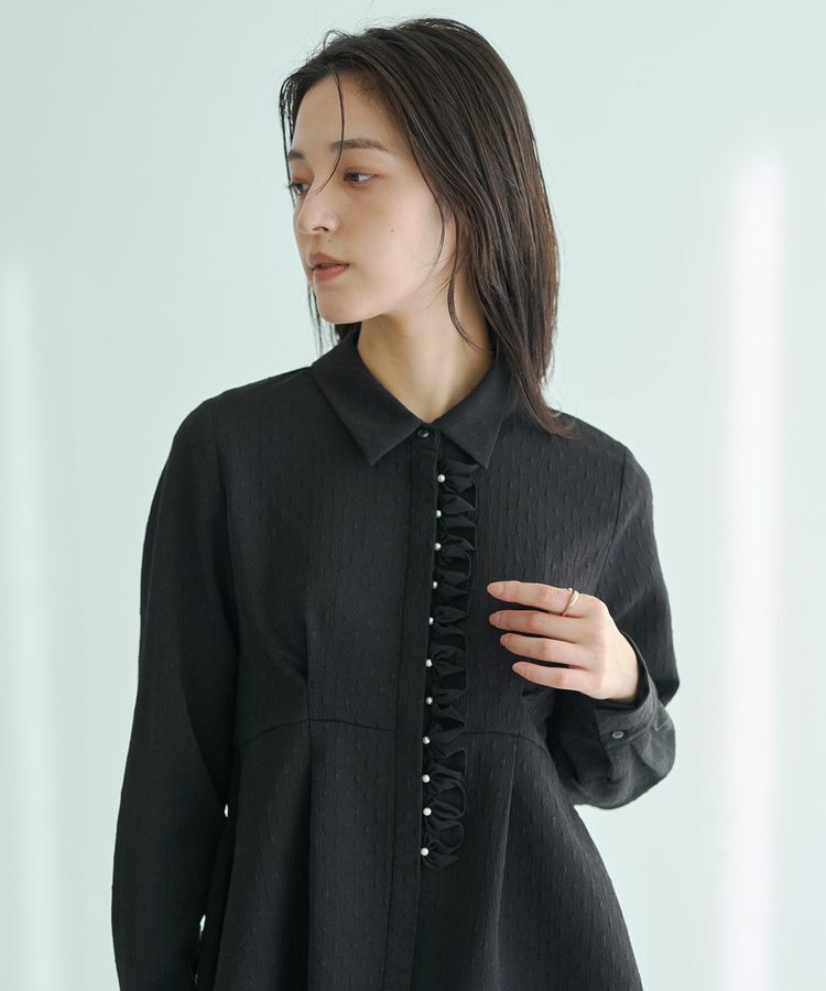 YECCA VECCA「パールジャガードペプラムブラウス」|シャツ・ブラウス|