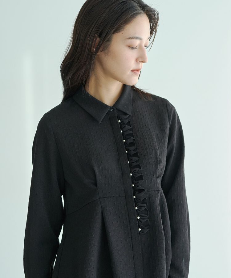 YECCA VECCA「パールジャガードペプラムブラウス」|シャツ・ブラウス|