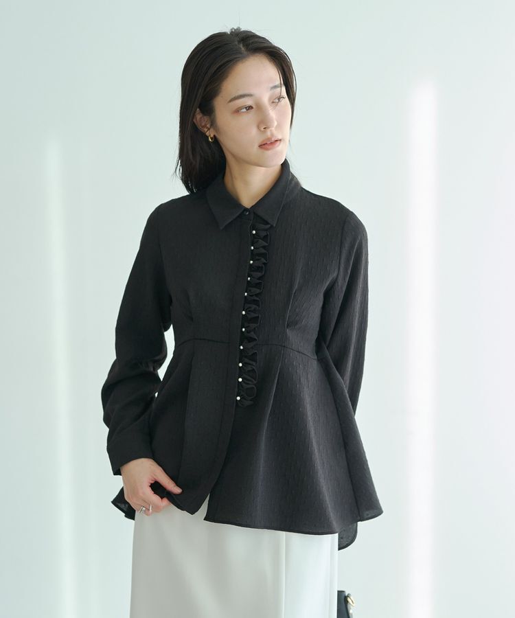 YECCA VECCA「パールジャガードペプラムブラウス」|シャツ・ブラウス|