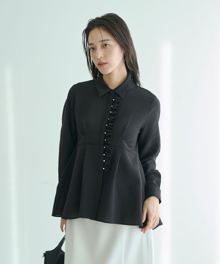 YECCA VECCA「パールジャガードペプラムブラウス」|シャツ・ブラウス|