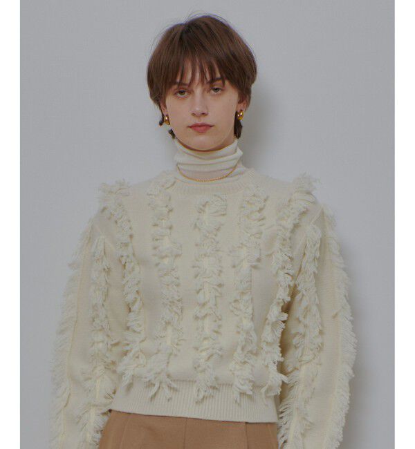 allureville「フリンジシャギー２WAYプルオーバー」|ニット・セーター|オフホワイト