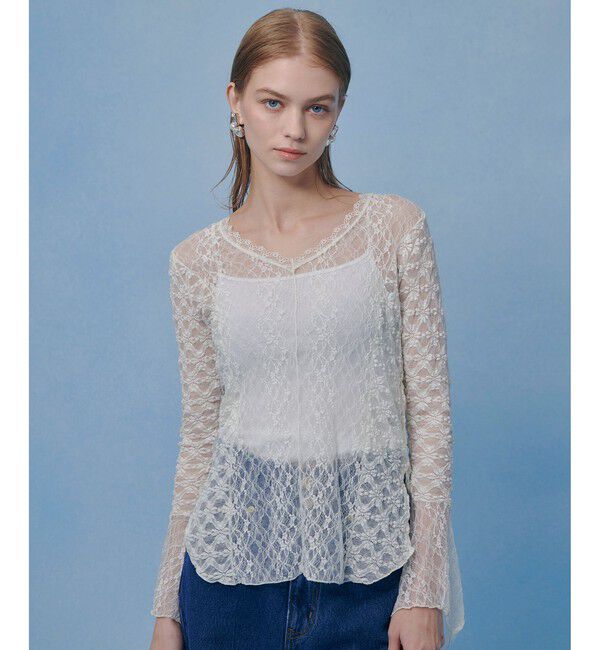 LOULOU WILLOUGHBY「【LOULOU WILLOUGHBY】ベルスリーブレースプルオーバー」|Tシャツ・カットソー|