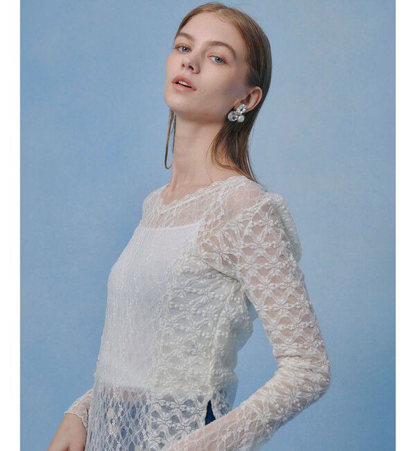 LOULOU WILLOUGHBY「【LOULOU WILLOUGHBY】ベルスリーブレースプルオーバー」|Tシャツ・カットソー|