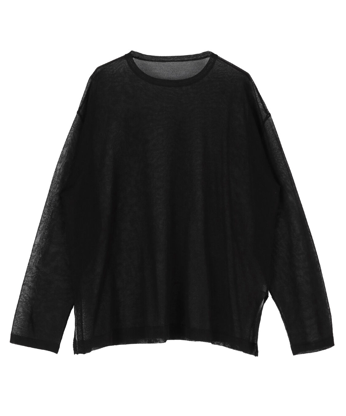 titivate「サイドスリットシアーニットプルオーバー」|ニット・セーター|ブラック