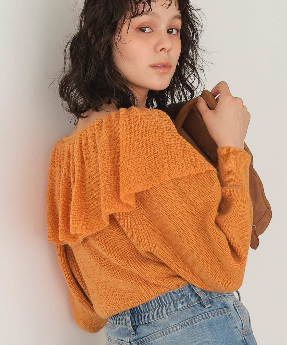 titivate「ウールブレンドギャザーフリル襟ニットトップス」|ニット・セーター|