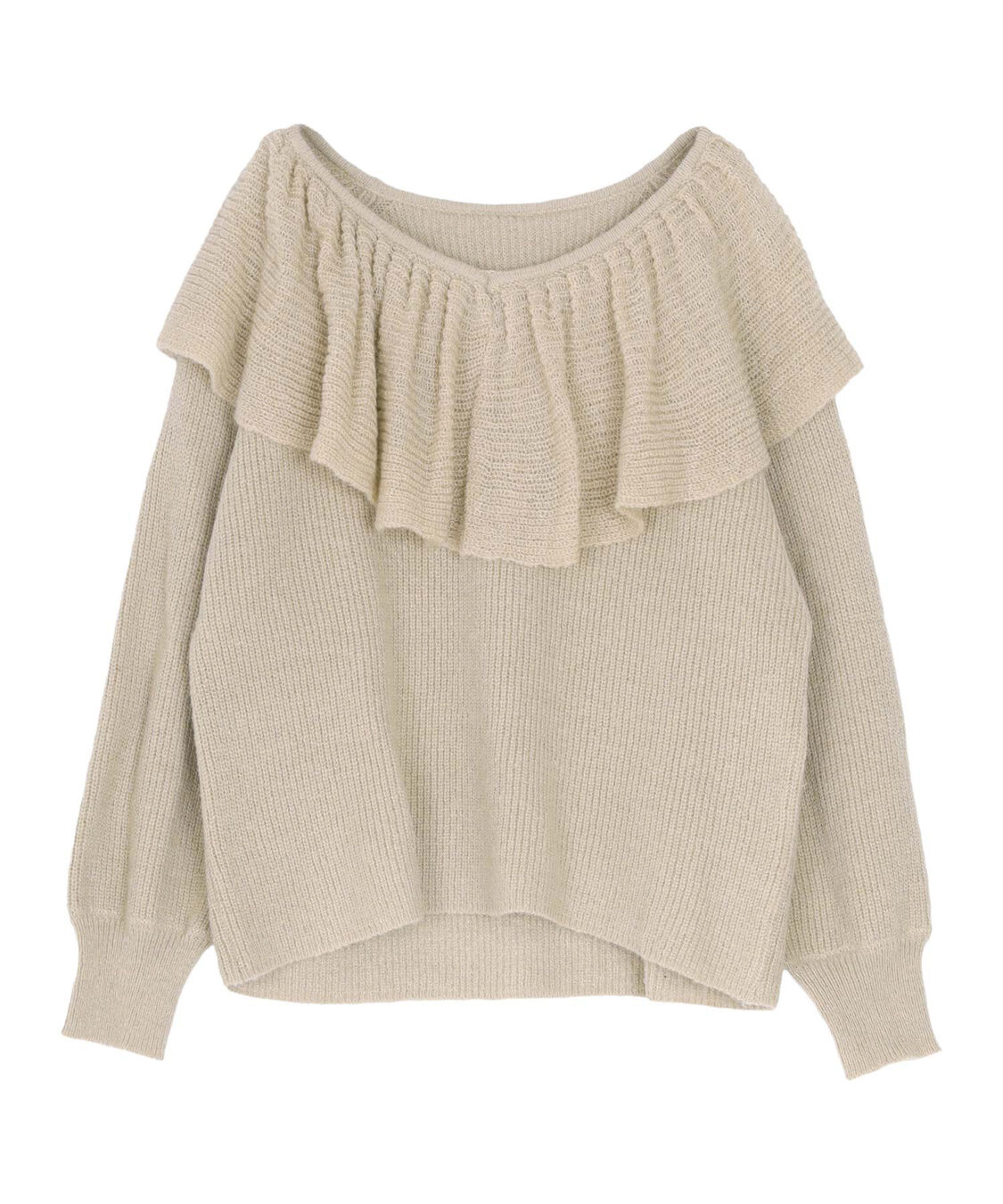 titivate「ウールブレンドギャザーフリル襟ニットトップス」|ニット・セーター|