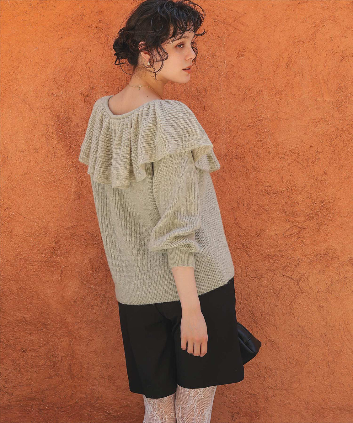 titivate「ウールブレンドギャザーフリル襟ニットトップス」|ニット・セーター|