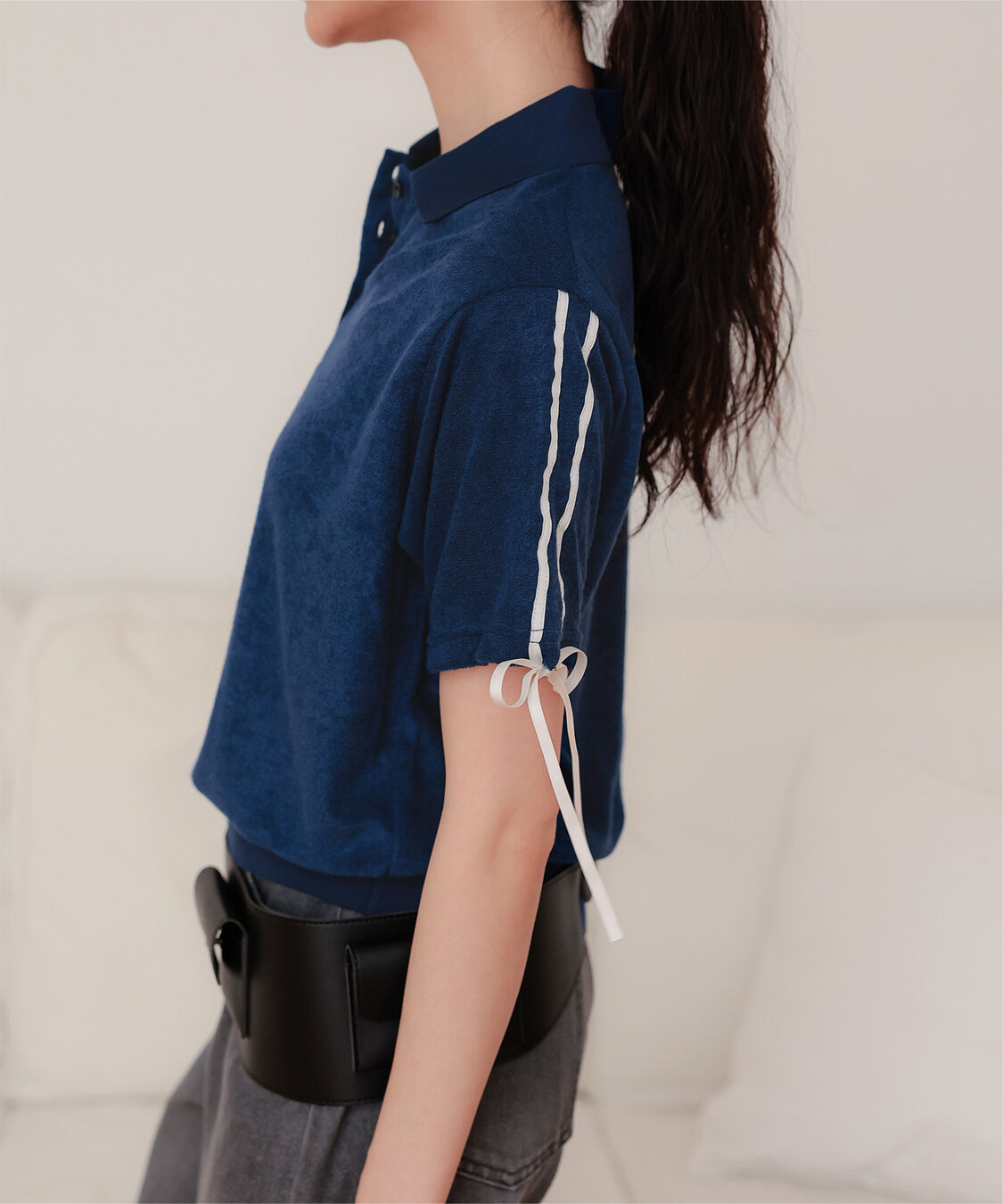 miette「配色リボンパイルトップス」|Tシャツ・カットソー|