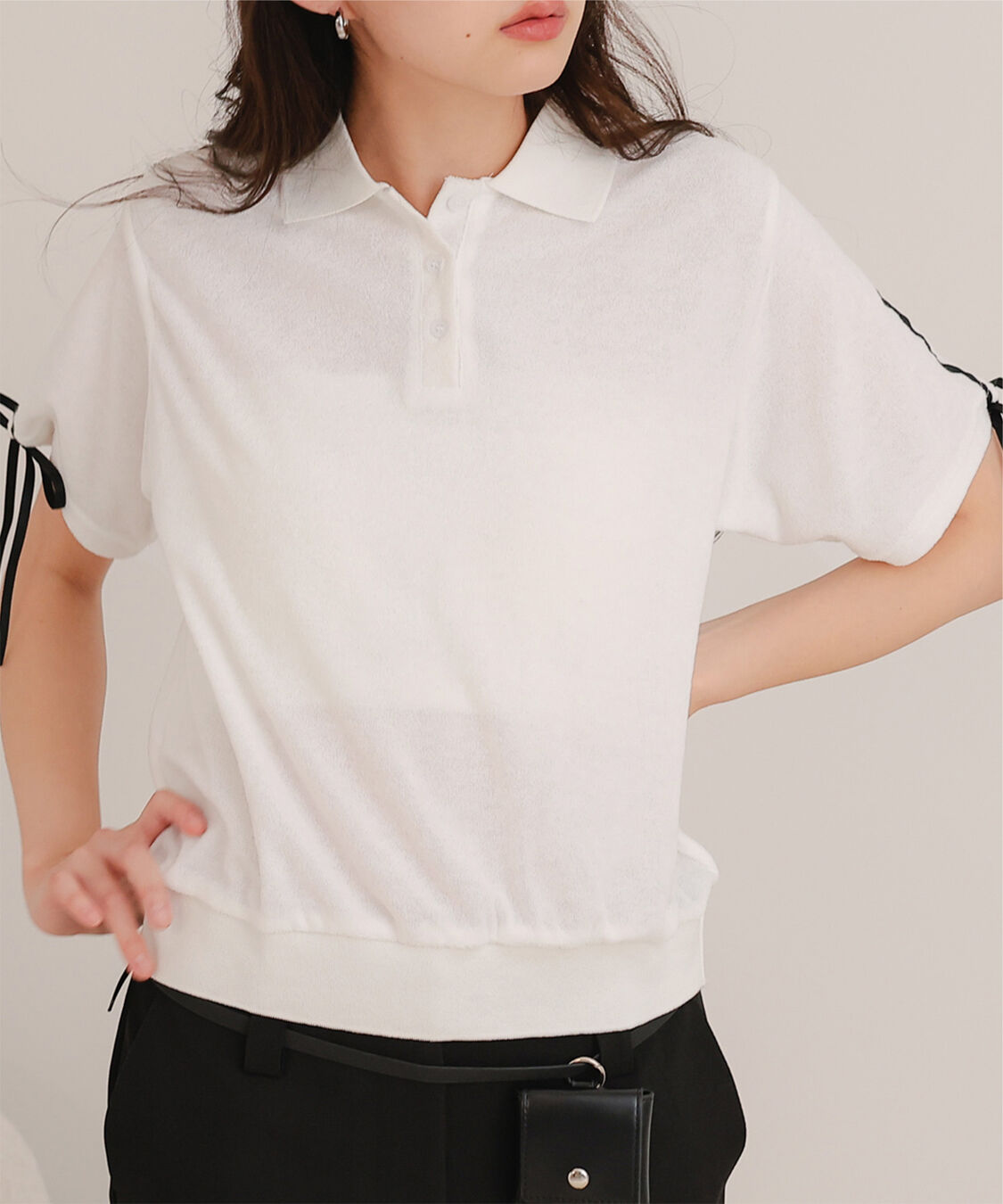 miette「配色リボンパイルトップス」|Tシャツ・カットソー|