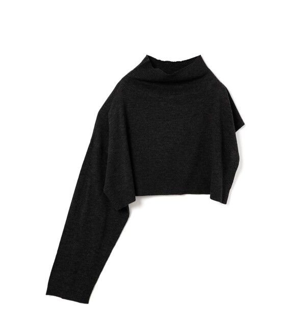 mizuiro ind「mizuiro ind アシンメトリースリーブプルオーバー」|Tシャツ・カットソー|ブラック