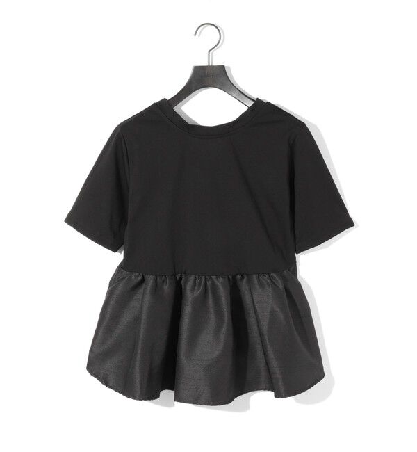 MIDIUMISOLID「MIDIUMISOLID for Ladies ウーブン スイッチング 2way ペプラム」|Tシャツ・カットソー|ブラック