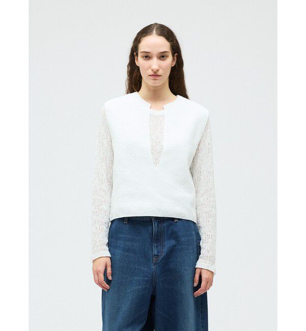 mizuiro ind「mizuiro ind ディープＶネックベスト」|ベスト・ジレ|オフホワイト