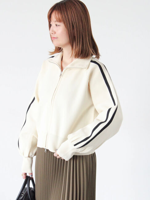 Lugnoncure「スタンドネックニットトラックジャケット」|ニット・セーター|オフホワイト