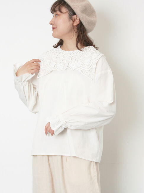 Samansa Mos2「【WEB限定】前後2WAYレース襟ブラウス」|シャツ・ブラウス|