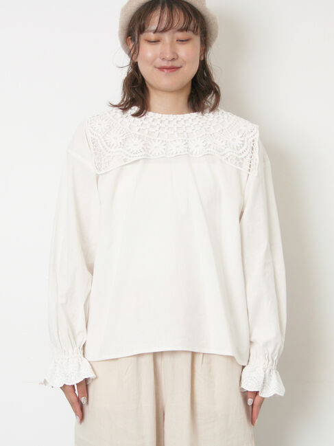 Samansa Mos2「【WEB限定】前後2WAYレース襟ブラウス」|シャツ・ブラウス|