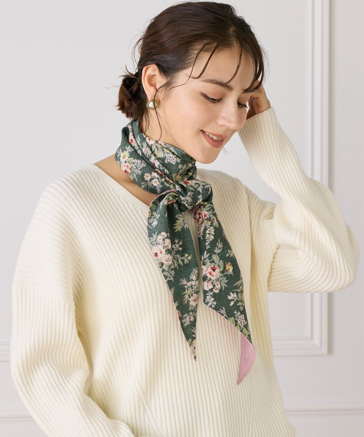 FAVORITE SUKINAMONO「Slim Darcy Scarf スリムスカーフ《Tapis Noir》」|ストール|グリーン