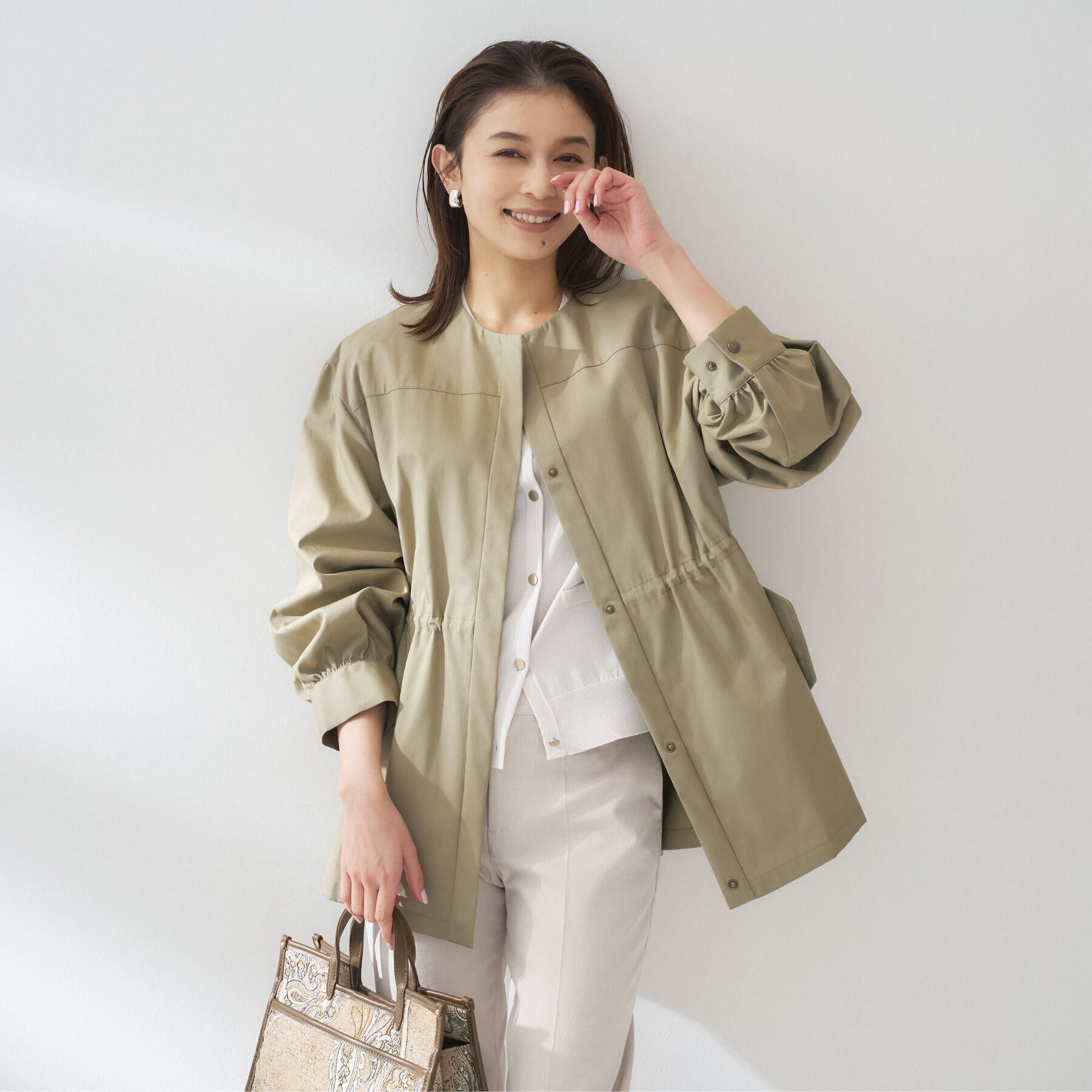 UNTITLED「ライトコットンミリタリーコート」|ノーカラーコート|カーキ(027)