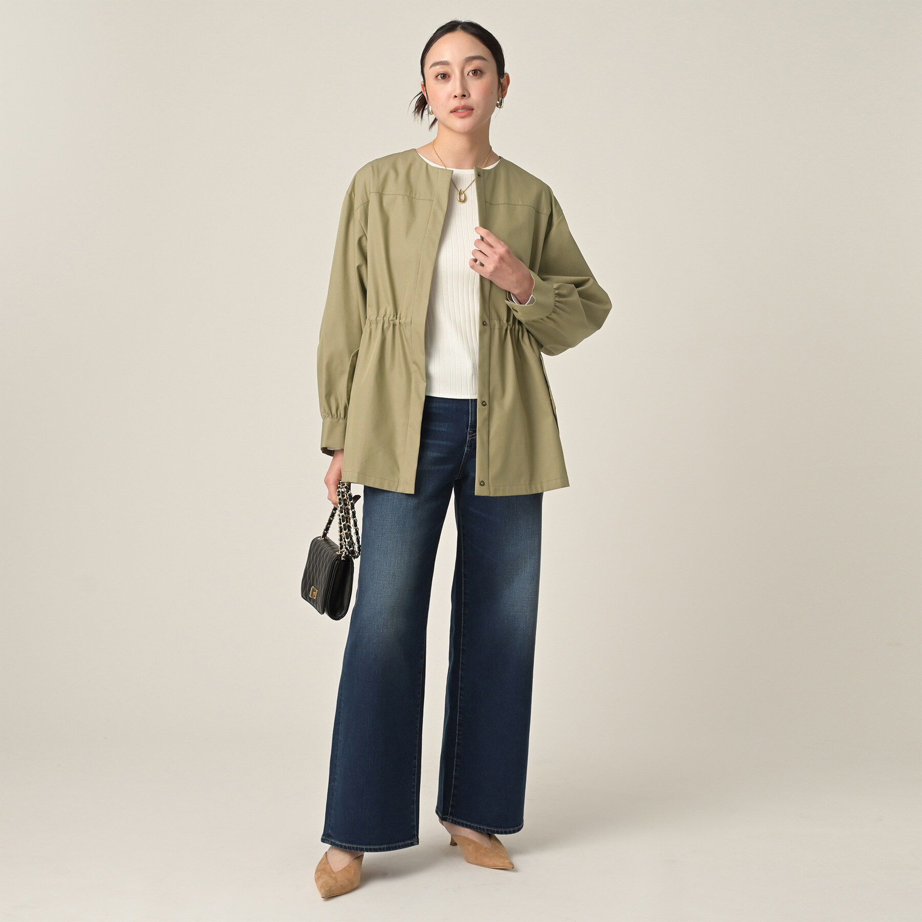 UNTITLED「ライトコットンミリタリーコート」|ノーカラーコート|