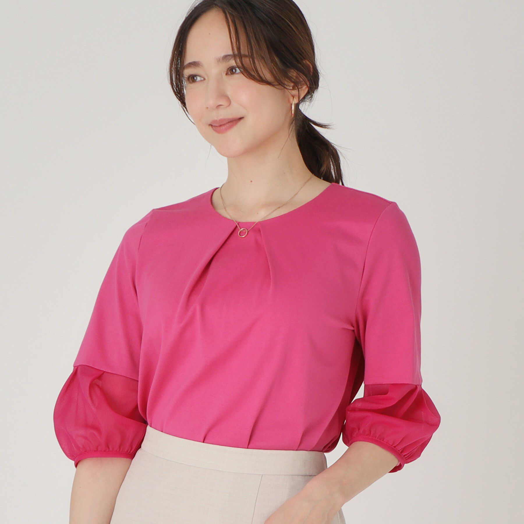 COUP DE CHANCE「【洗える／日本製】袖デザイントップス」|Tシャツ・カットソー|ピンク(073)
