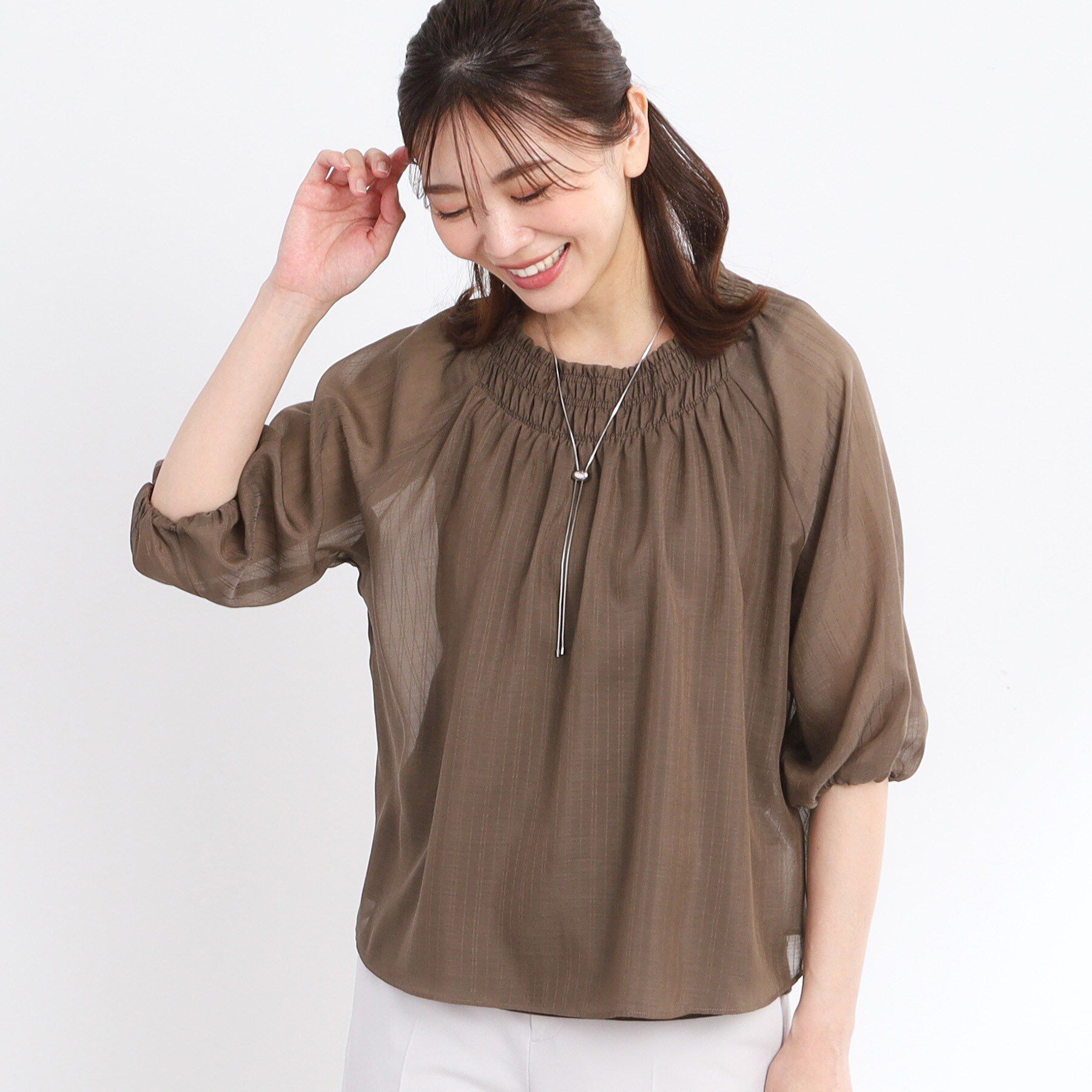 Reflect「【洗える】シャーリングデザインブラウス」|シャツ・ブラウス|