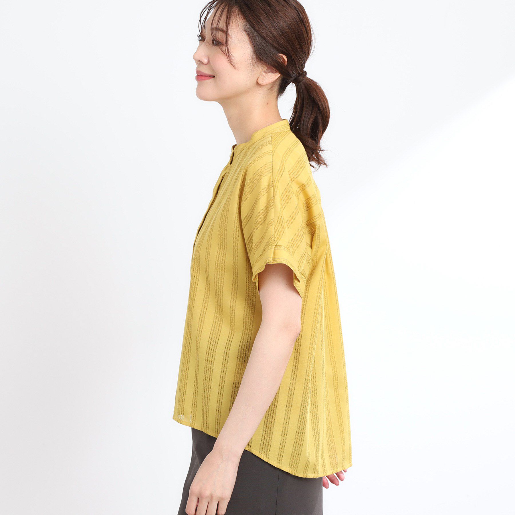 Reflect「【洗える】ドビーストライプブラウス」|シャツ・ブラウス|