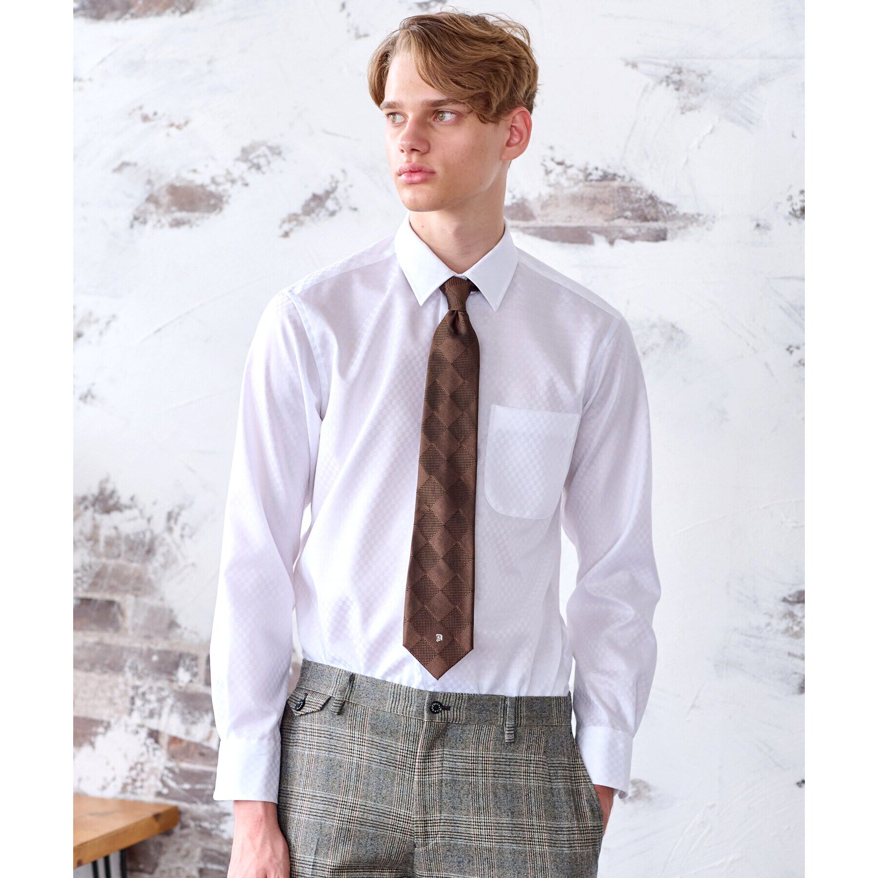 DRESSTERIOR「100双ドビースクエアジャカードシャツ」|シャツ・ブラウス|