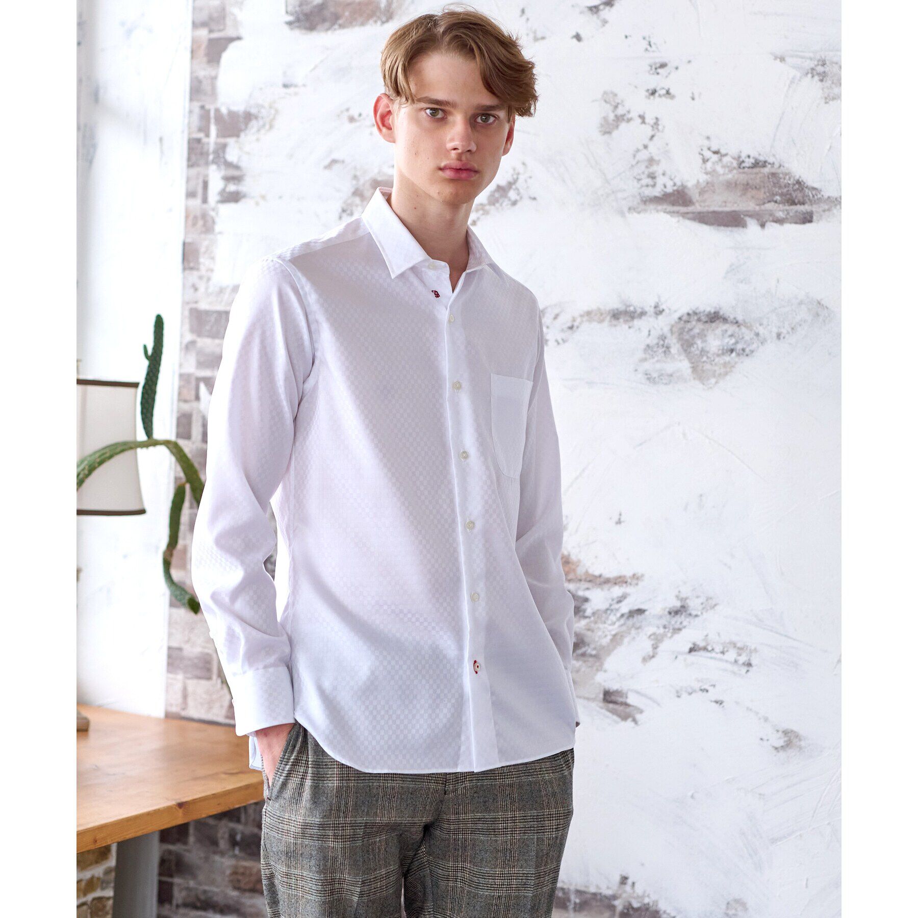 DRESSTERIOR「100双ドビースクエアジャカードシャツ」|シャツ・ブラウス|