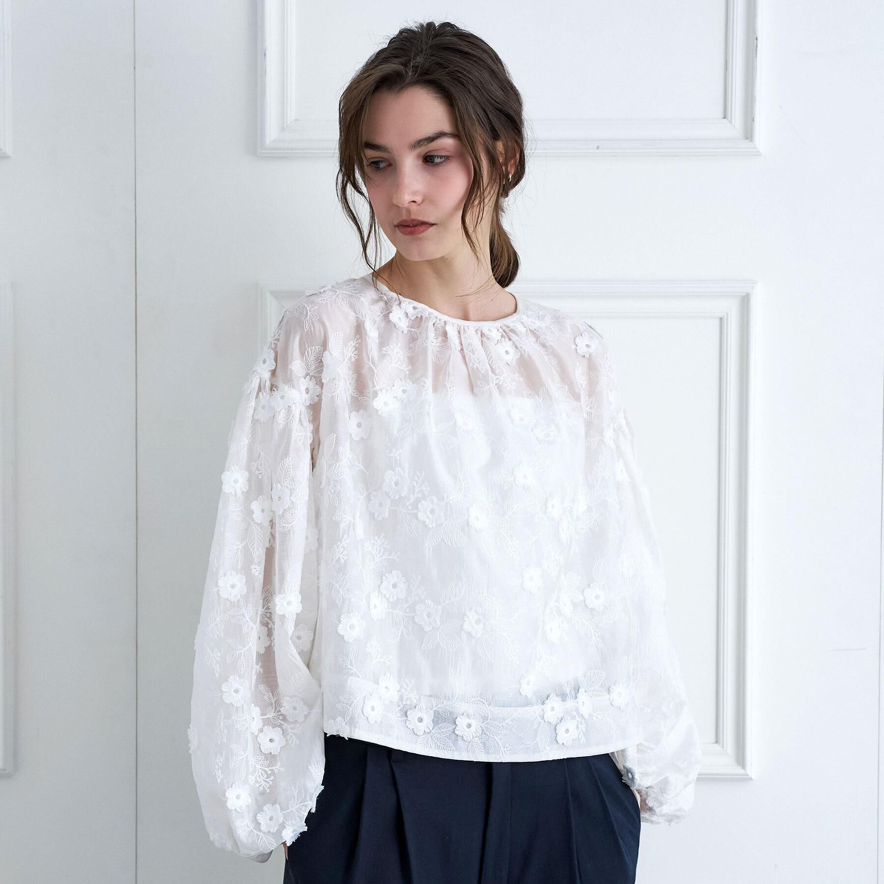 DRESSTERIOR「シアーエンブロイダリーブラウス」|シャツ・ブラウス|