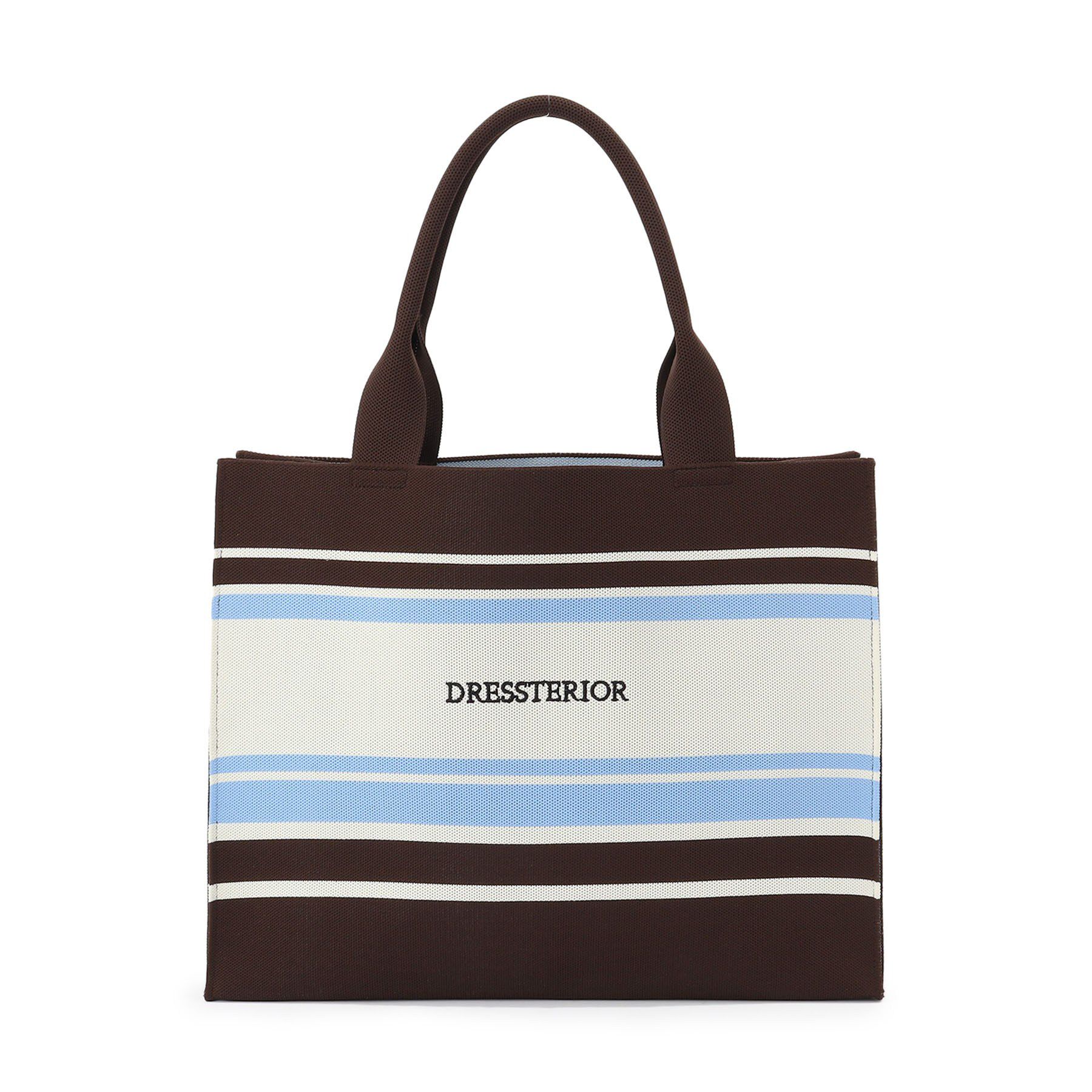 DRESSTERIOR「ボーダーニットラージトート」|トートバッグ|ブラウン(344)