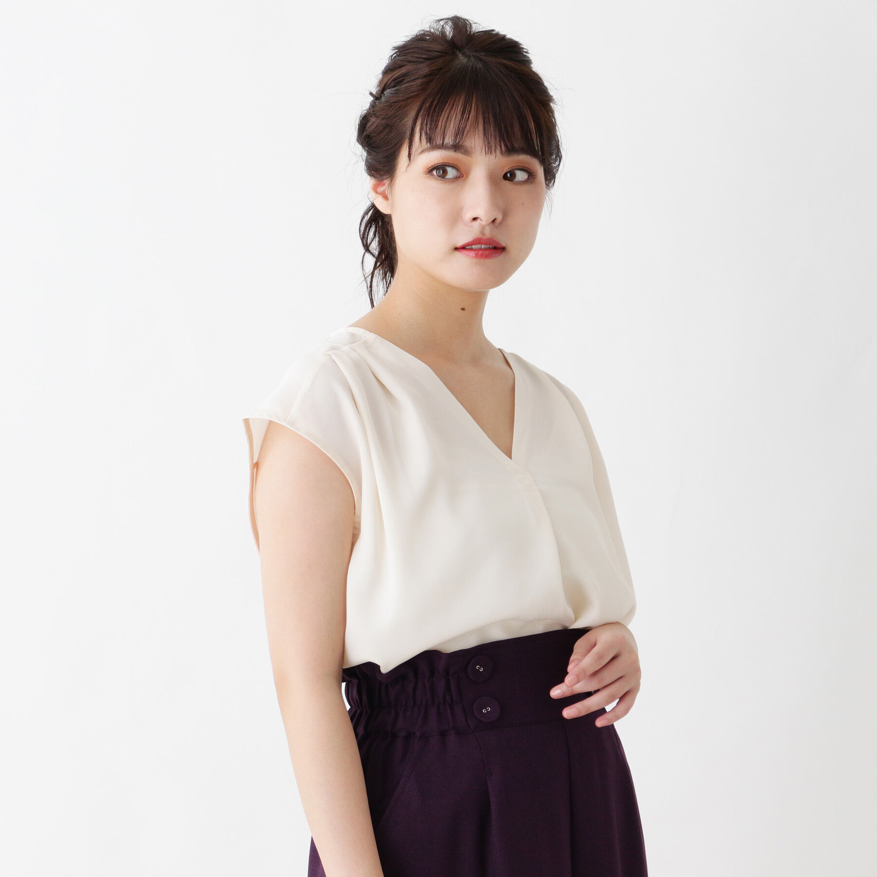 grove「異素材切り替えVネックプルオーバー」|Tシャツ・カットソー|ｱｲﾎﾞﾘｰ(004)