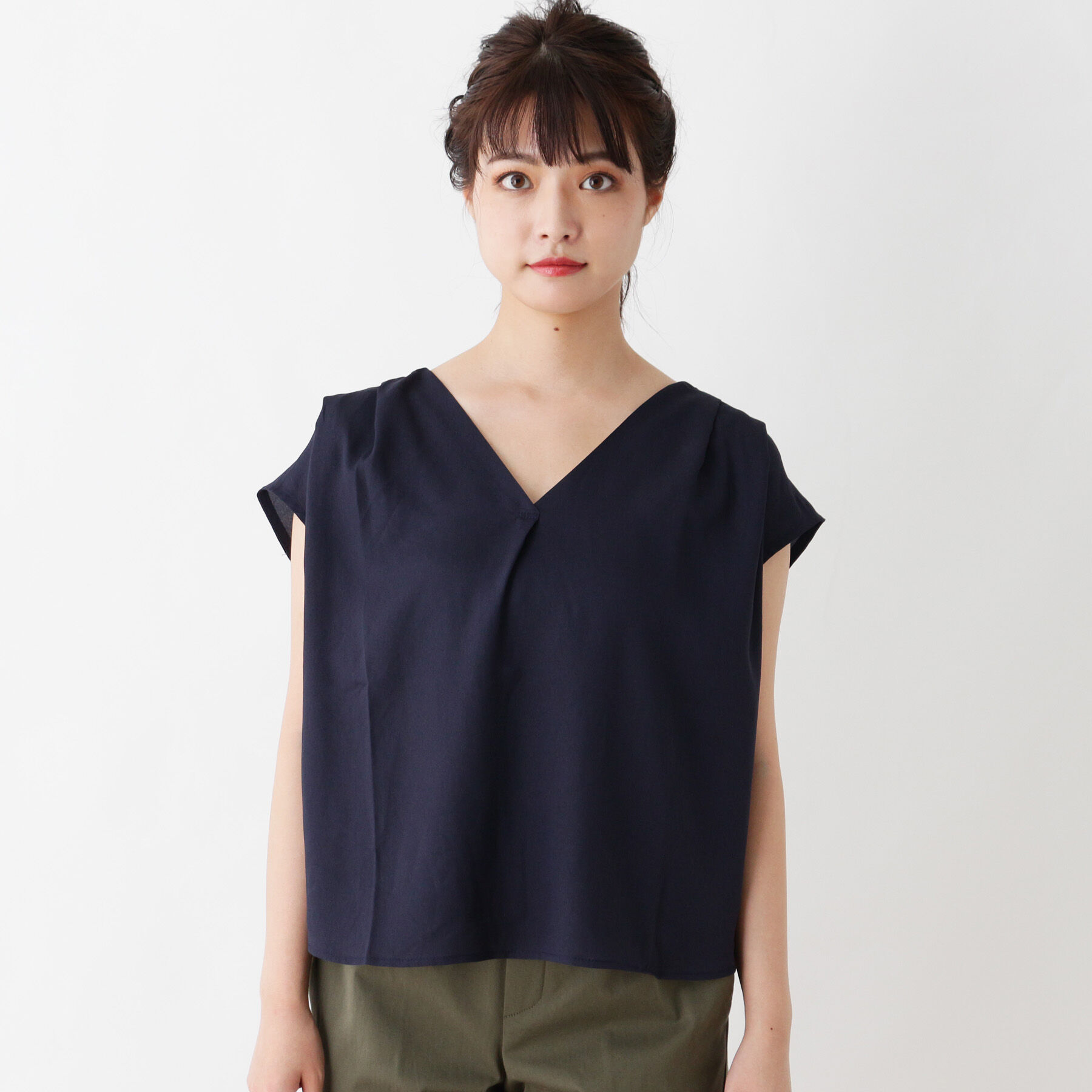 grove「異素材切り替えVネックプルオーバー」|Tシャツ・カットソー|