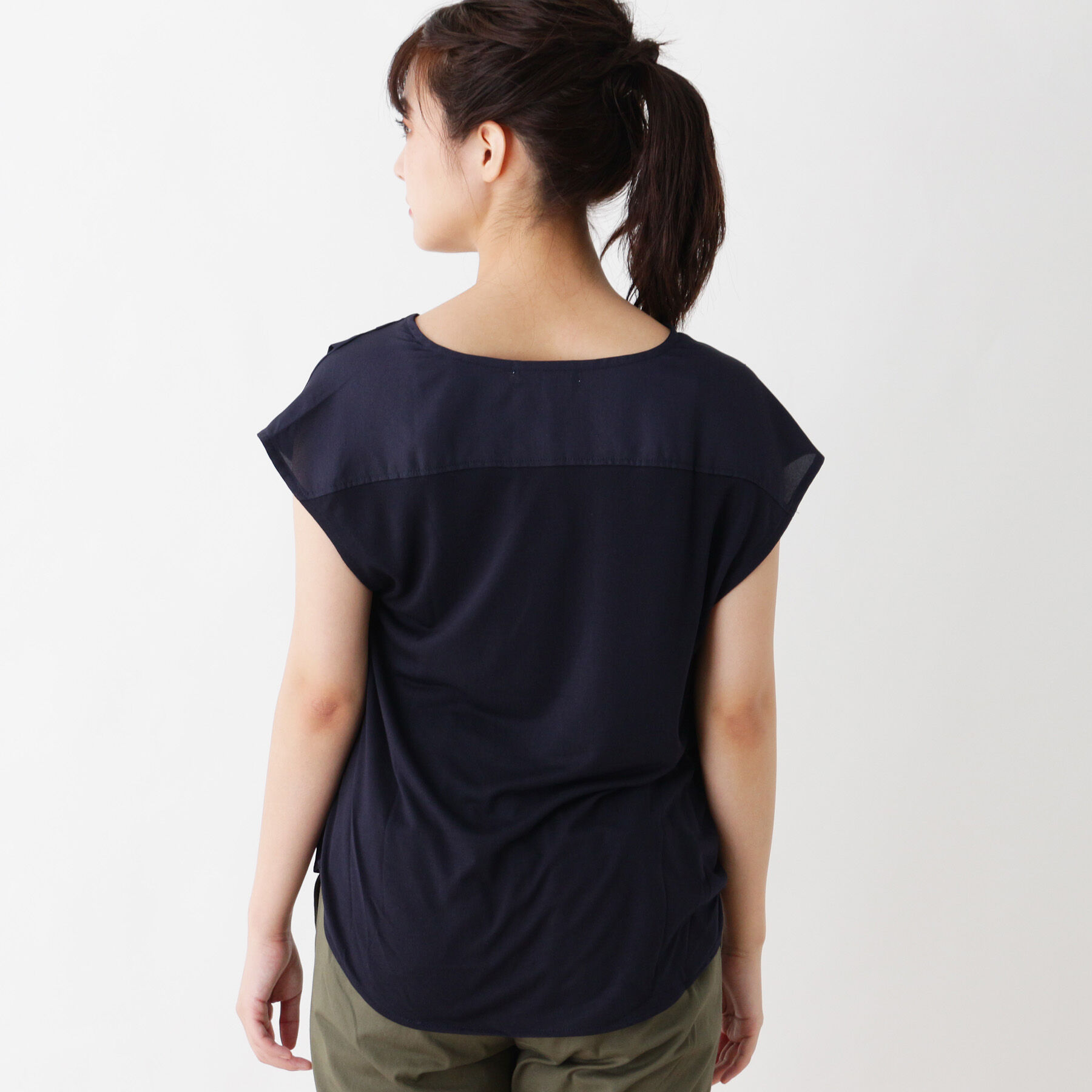 grove「異素材切り替えVネックプルオーバー」|Tシャツ・カットソー|