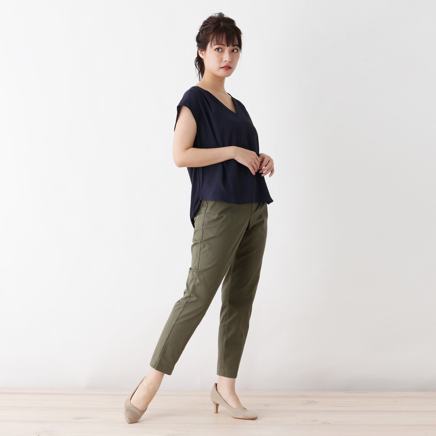 grove「異素材切り替えVネックプルオーバー」|Tシャツ・カットソー|