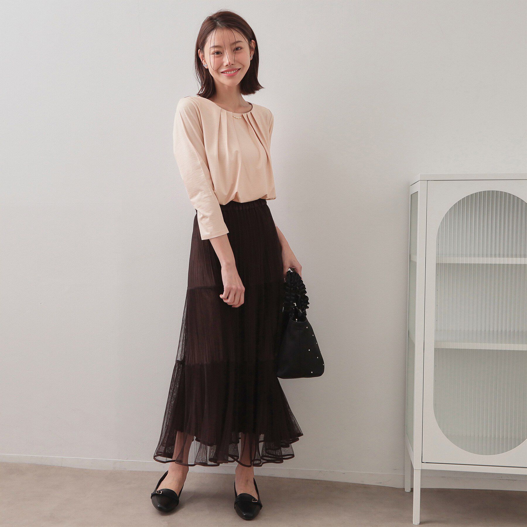 index「タックビジュー7分袖トップス【洗濯機可】」|Tシャツ・カットソー|