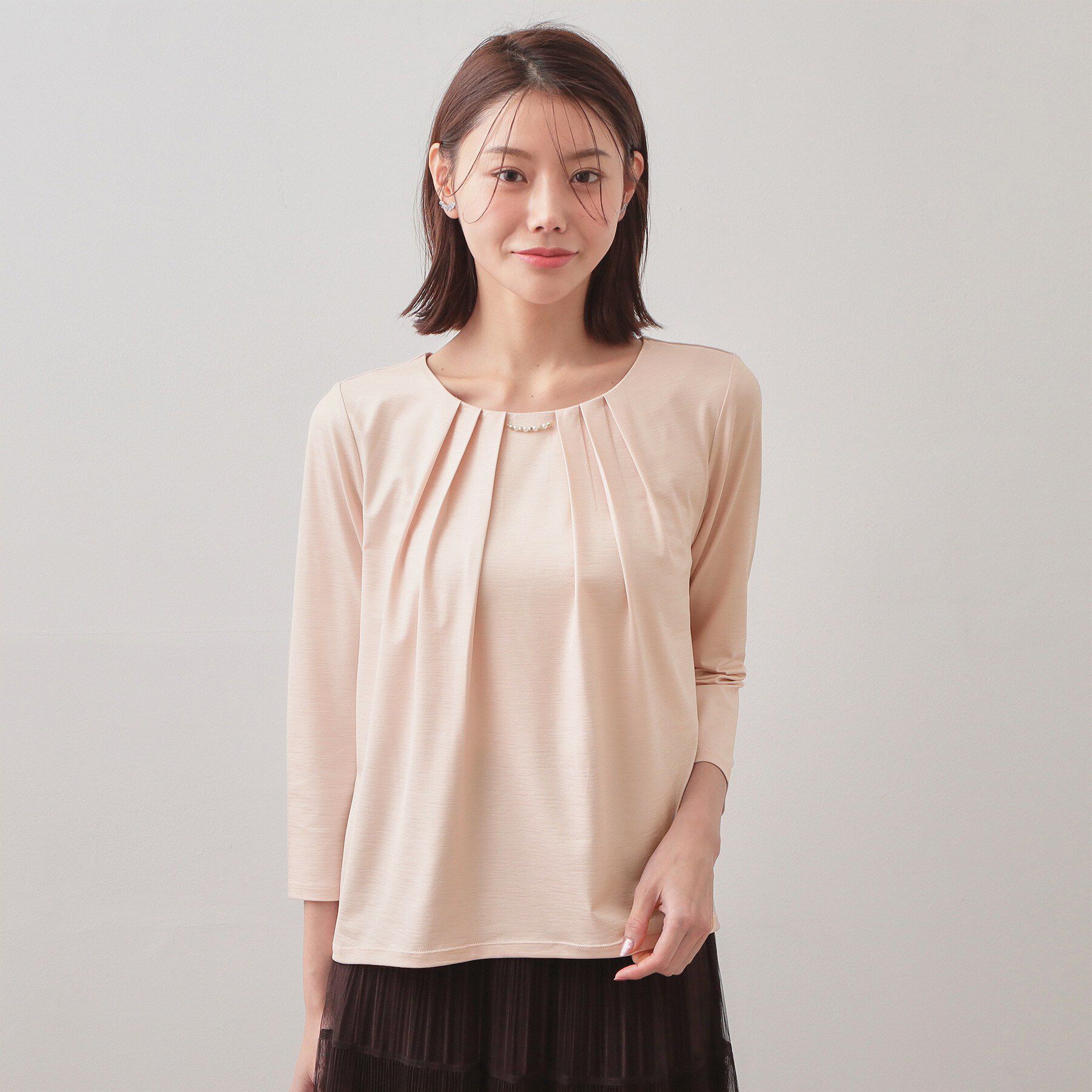 index「タックビジュー7分袖トップス【洗濯機可】」|Tシャツ・カットソー|