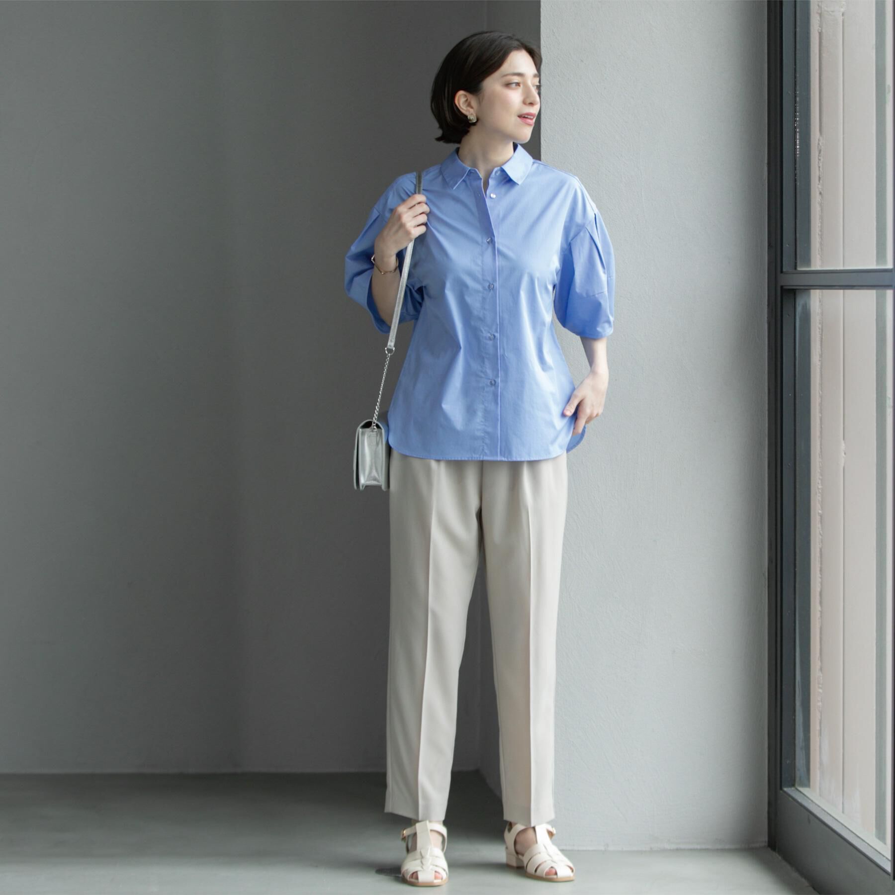 OPAQUE.CLIP「《美人百花掲載》ランタンスリーブシャツ【洗濯機洗い可】」|シャツ・ブラウス|