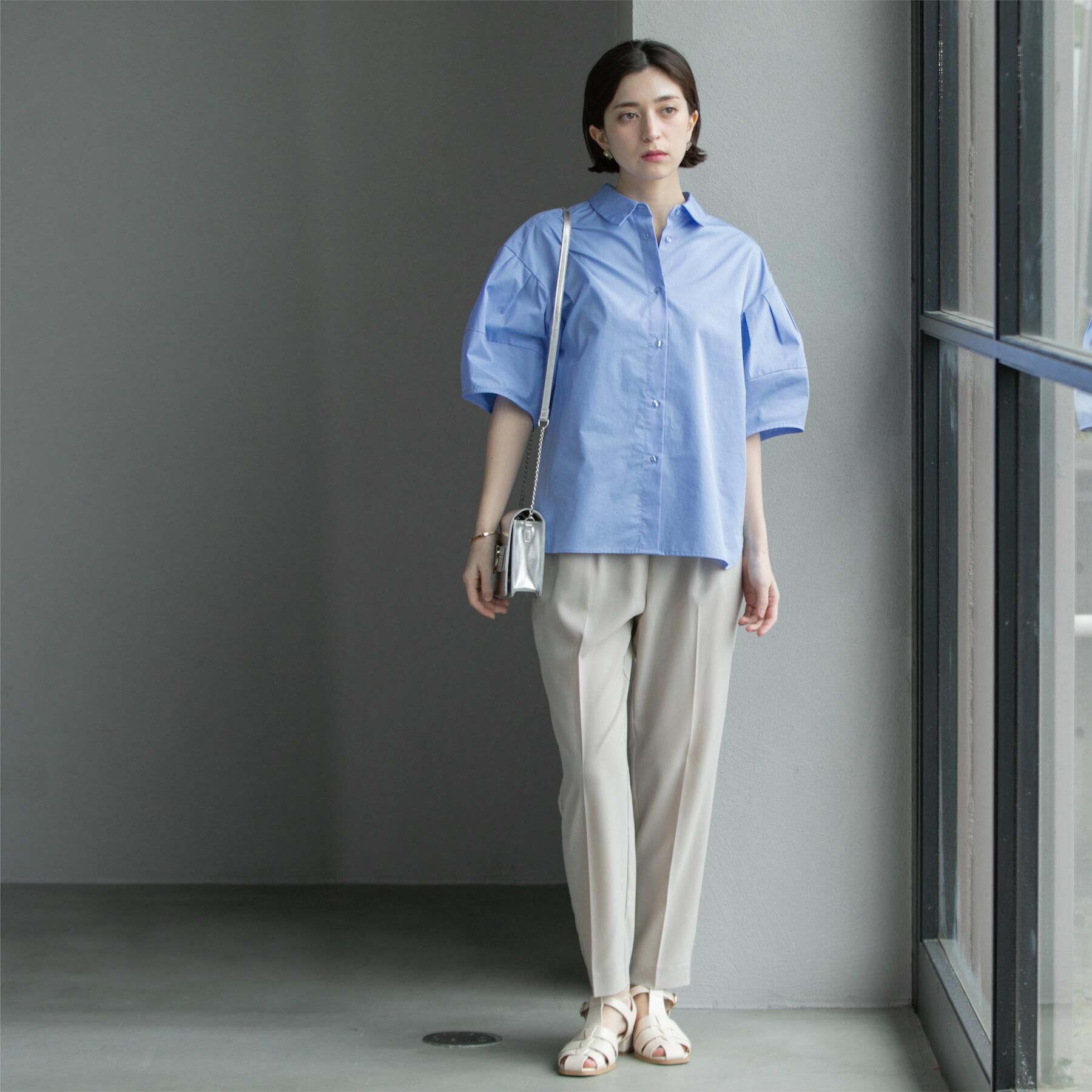 OPAQUE.CLIP「《美人百花掲載》ランタンスリーブシャツ【洗濯機洗い可】」|シャツ・ブラウス|