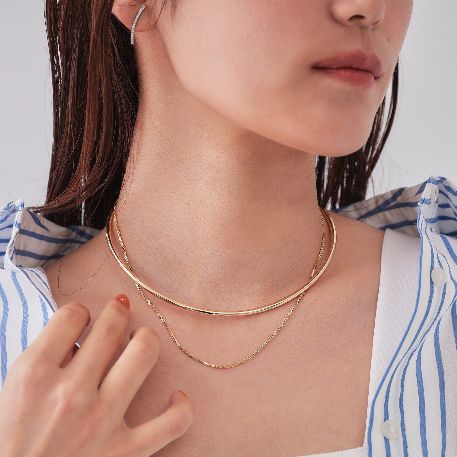 OPAQUE.CLIP「チェーン付きネックカフ」|ネックレス|