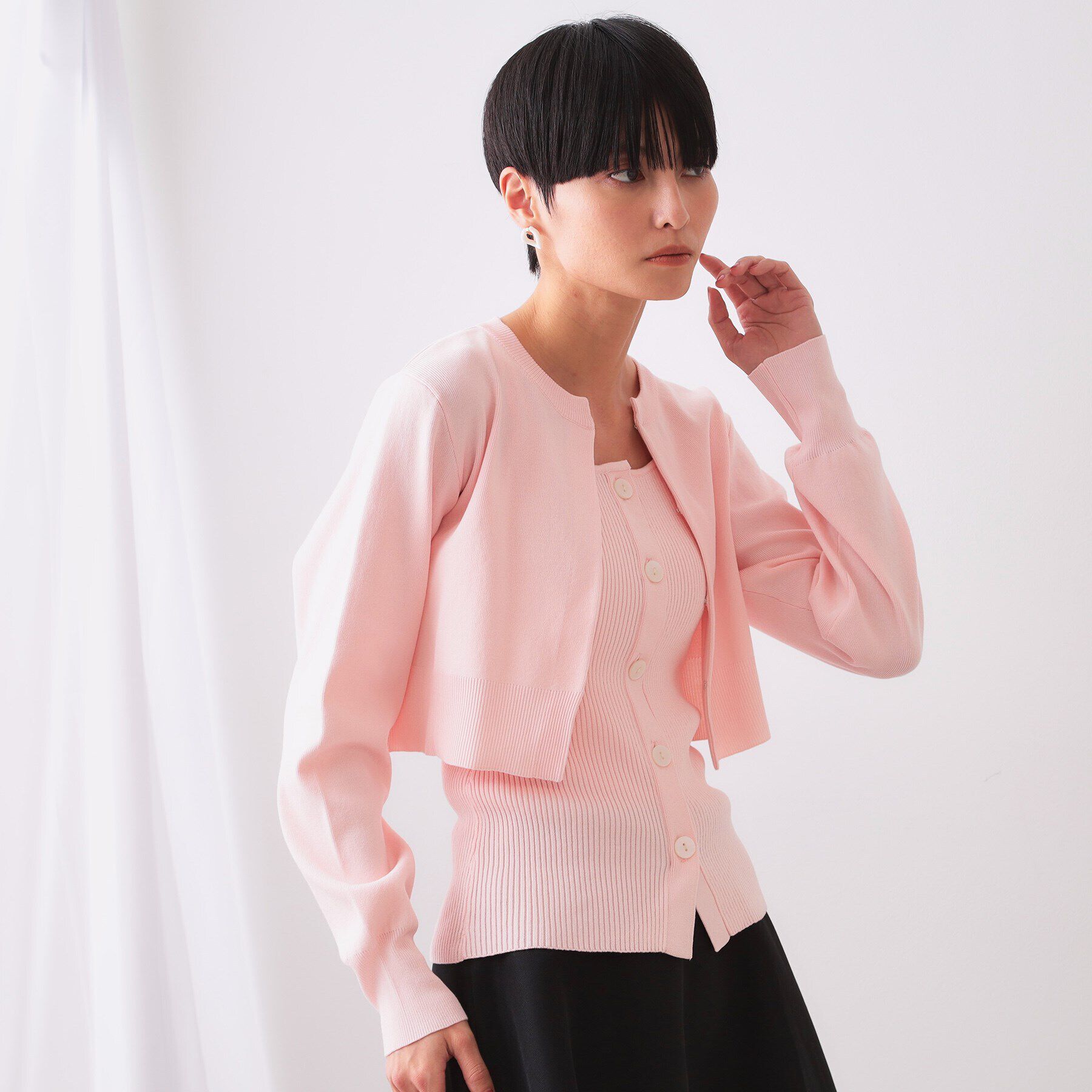 OPAQUE.CLIP「《美人百花掲載》ショートカーディガン&times;リブキャミソール【洗濯機洗い可/抗ピル】」|その他|