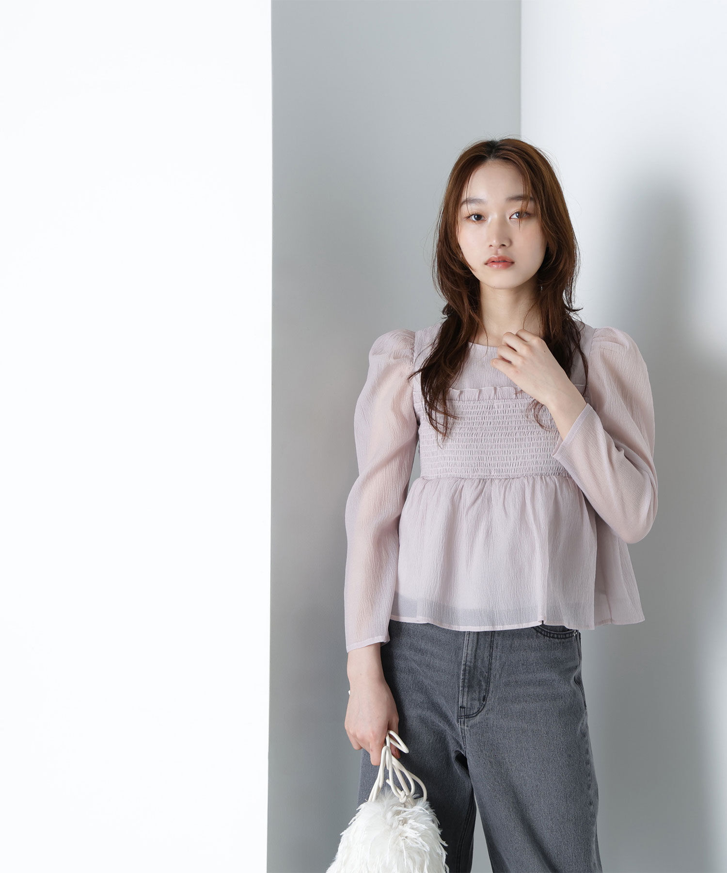  「ペプラムシャーリングブラウス」|シャツ・ブラウス|ニュアンスグ