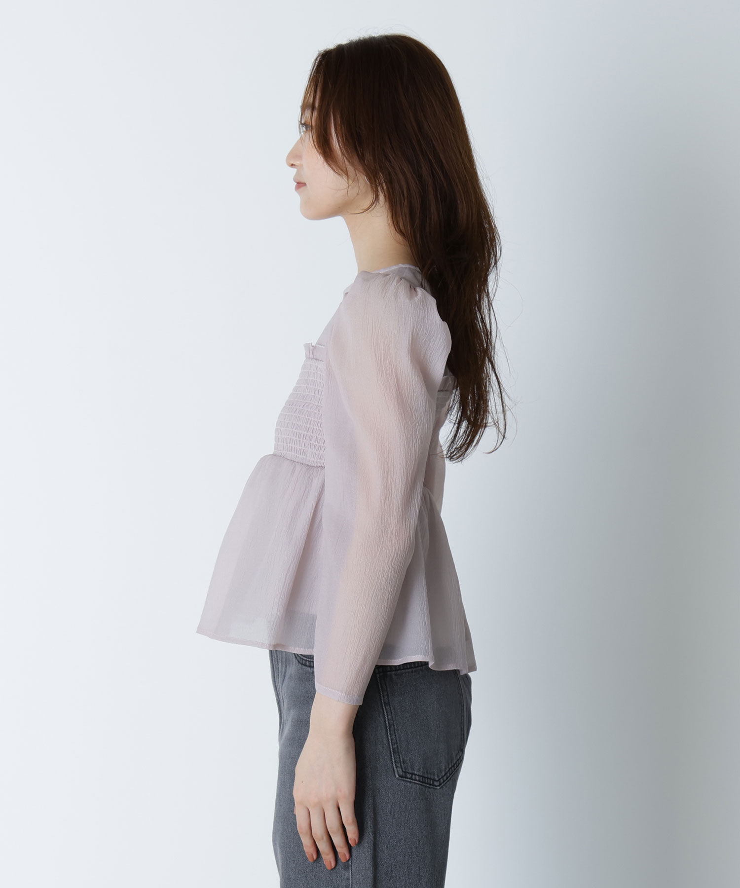  「ペプラムシャーリングブラウス」|シャツ・ブラウス|