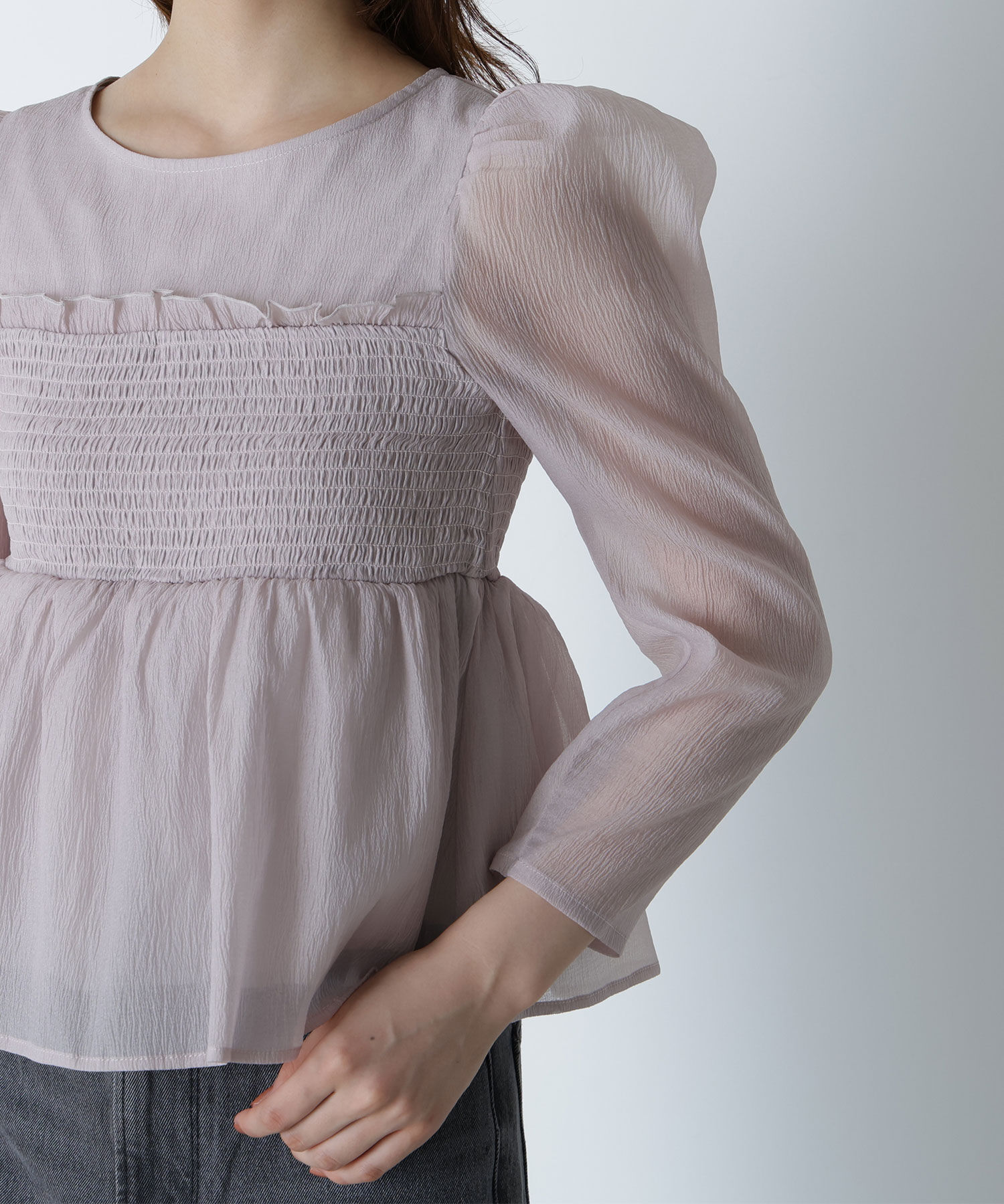  「ペプラムシャーリングブラウス」|シャツ・ブラウス|