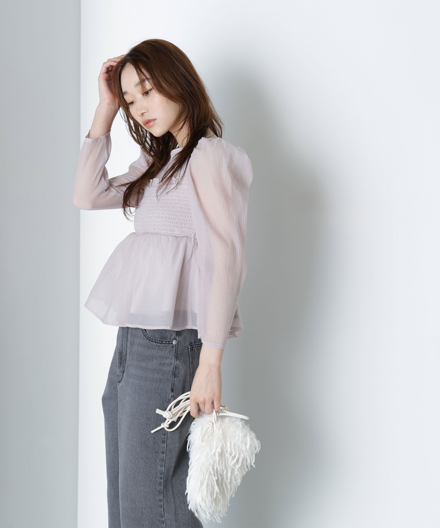  「ペプラムシャーリングブラウス」|シャツ・ブラウス|