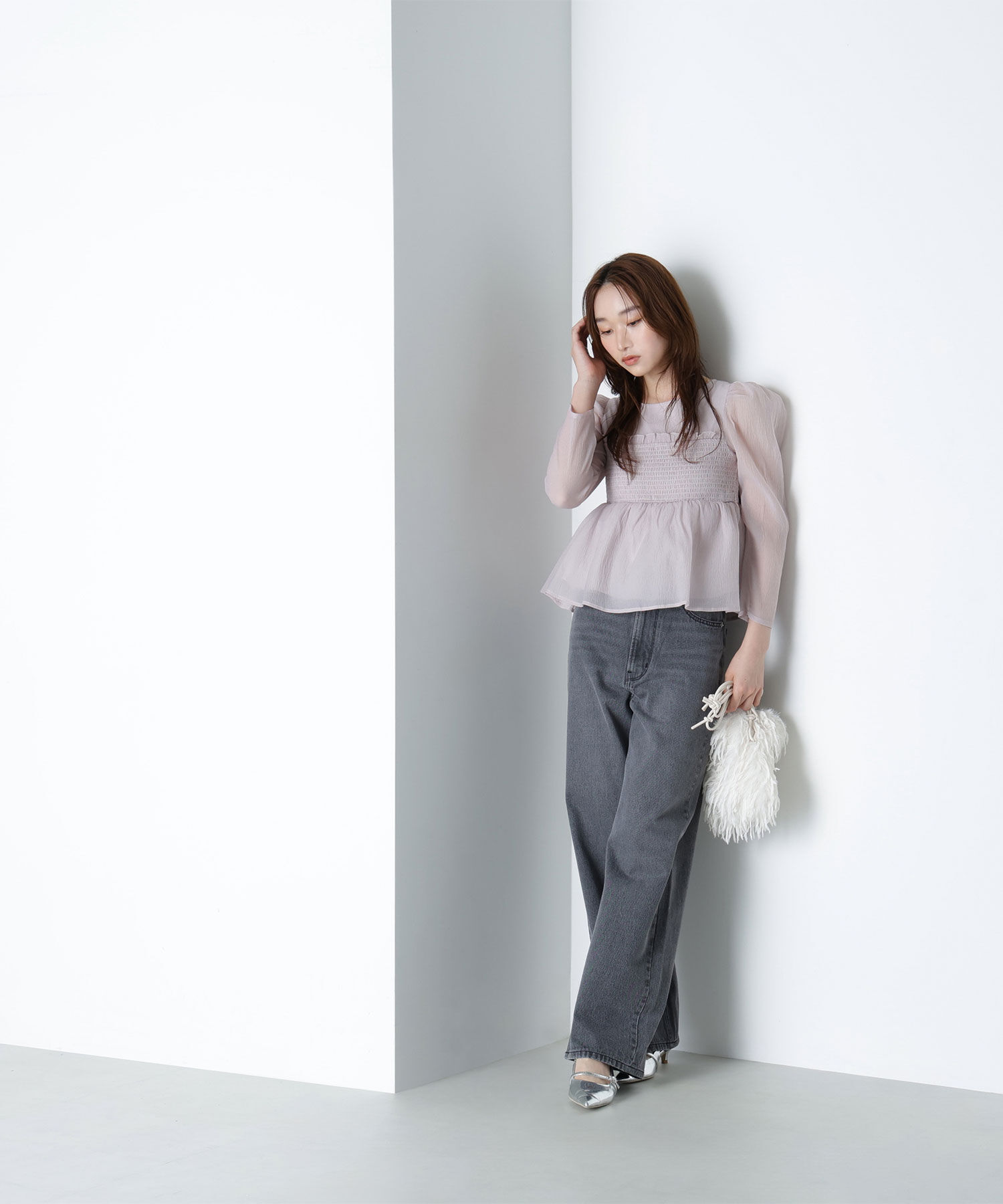  「ペプラムシャーリングブラウス」|シャツ・ブラウス|