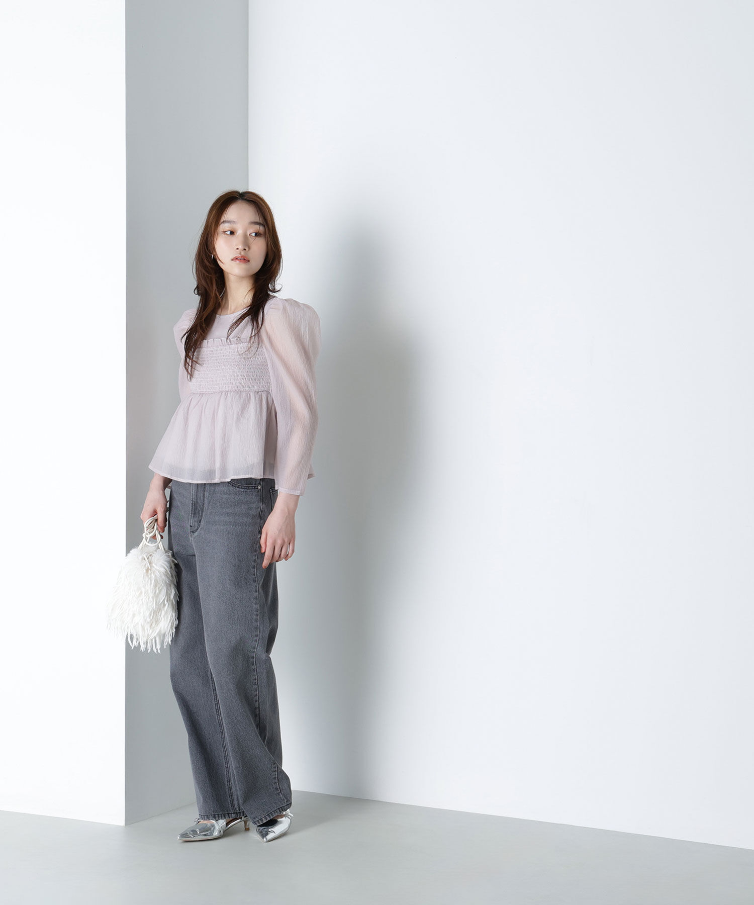  「ペプラムシャーリングブラウス」|シャツ・ブラウス|