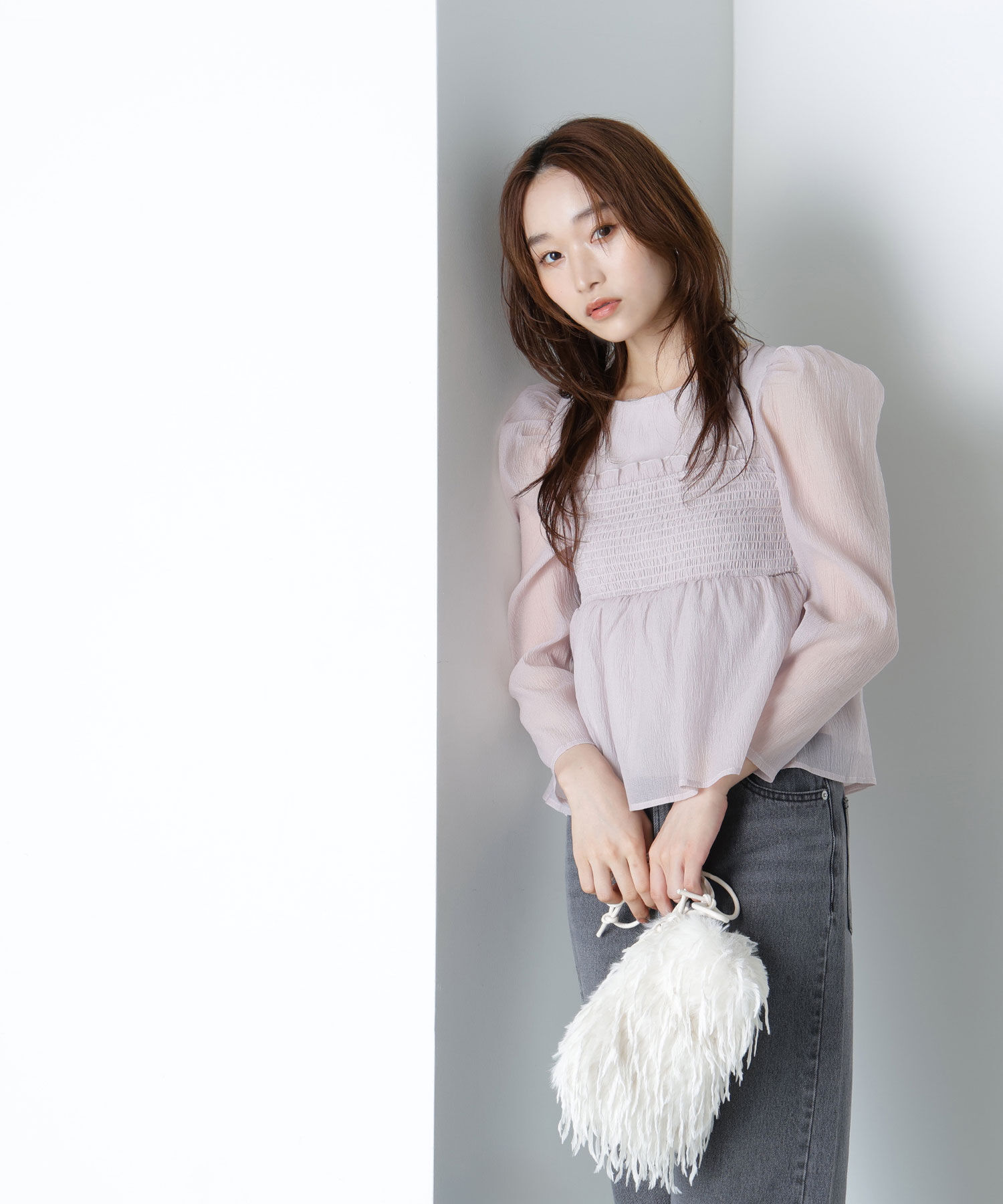  「ペプラムシャーリングブラウス」|シャツ・ブラウス|